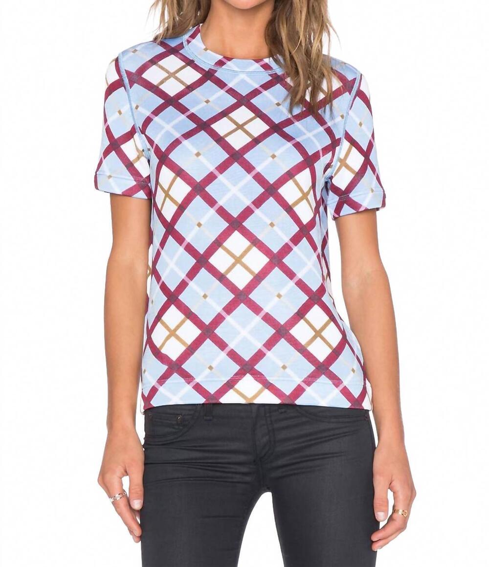 NEW MARC BY MARC JACOBS diagonal plaid sweater in robin blue multi